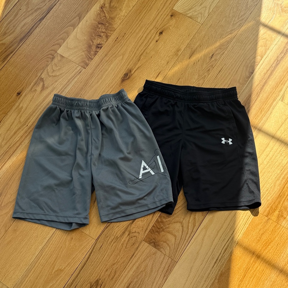 Under Armour Black and Nike Gray Boy’s Athletic Shorts